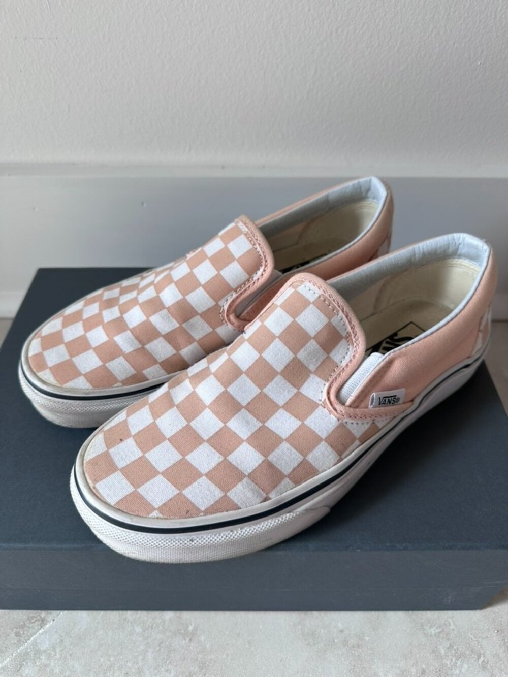 Vans Classic Slip-On Checkerboard Peach Womens